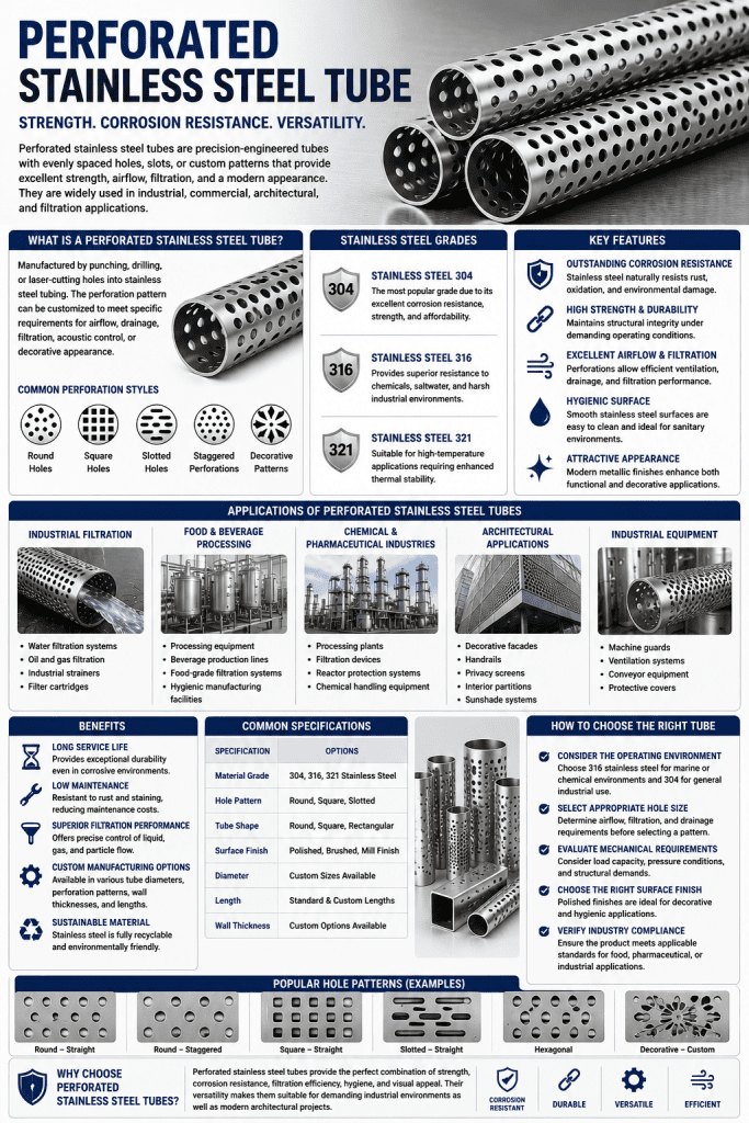 Perforated Stainless Steel Tube | Durable & Corrosion Resistant