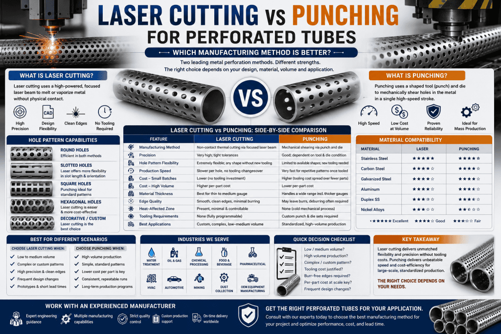 Laser Cutting vs Punching for Perforated Tubes
