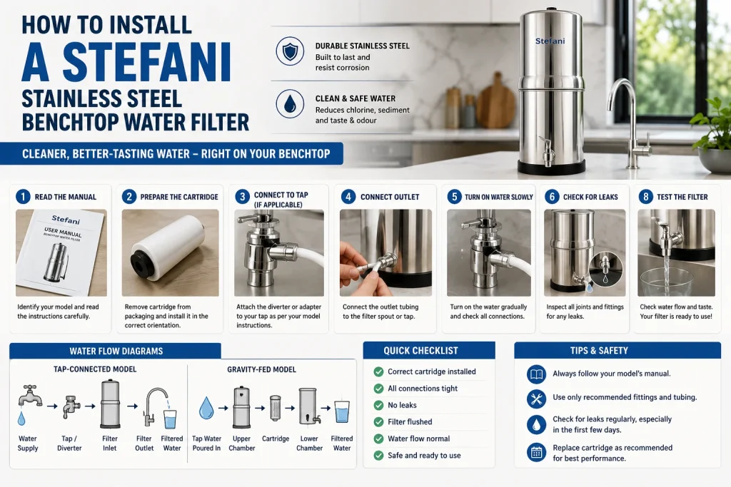 How to Install a Stefani Stainless Steel Benchtop Filter